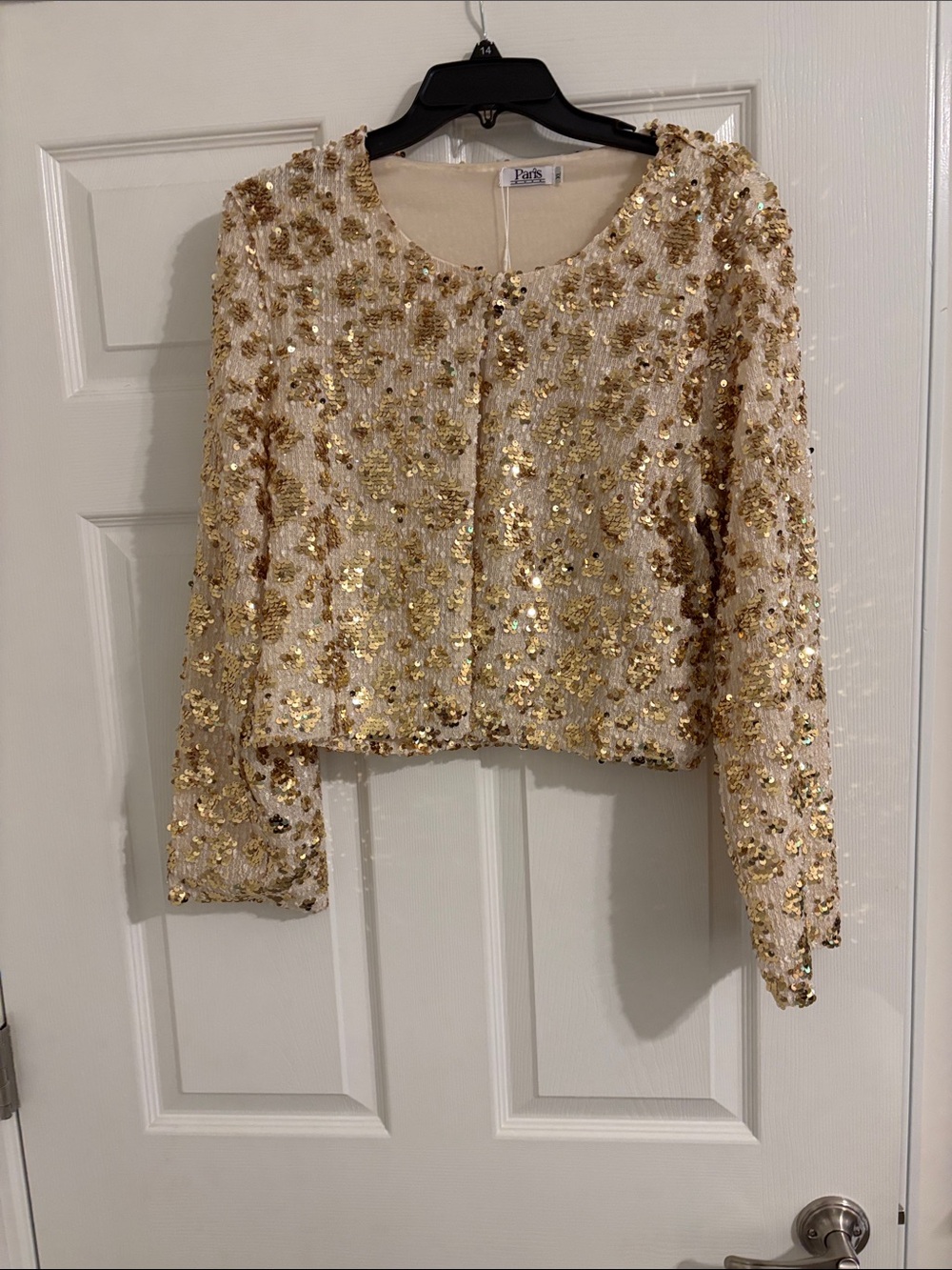 Aris Gold Sequin Cropped Jacket